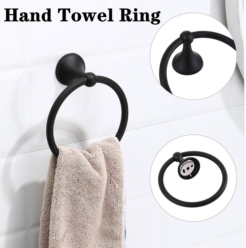 Ntipox 4 Pieces Matte Black Bathroom Hardware Set,Wall Mounted 23.6 inch Towel Bar Set Matte Black,Towel Rack Set,Toilet Paper Holder,Matte Black Bathroom Accessories Set, YM0254-B - Image 4